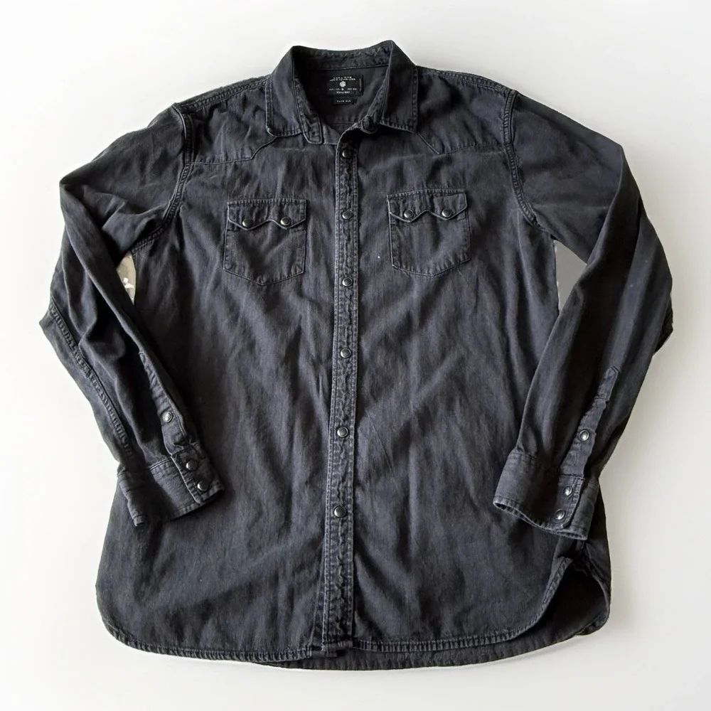 Zara Man Denim Jacket Long Sleeve Button Up Size XL